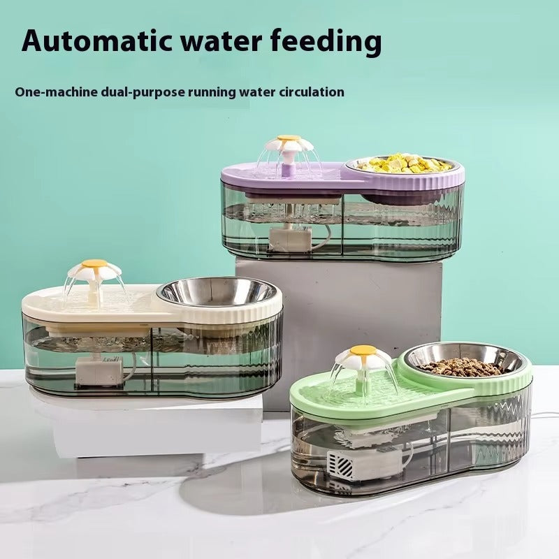 Large-Capacity Automatic Flowing Water Dispenser for Cats & Dogs with Integrated Small Flower Design – Pet Water Bowl