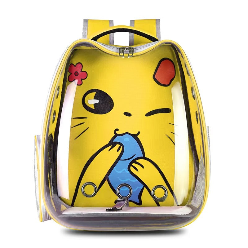 Cute Print Cat Backpack - Transparent Capsule Airline-Approved Bubble Pet Travel Carrier for Small Dogs & Cats