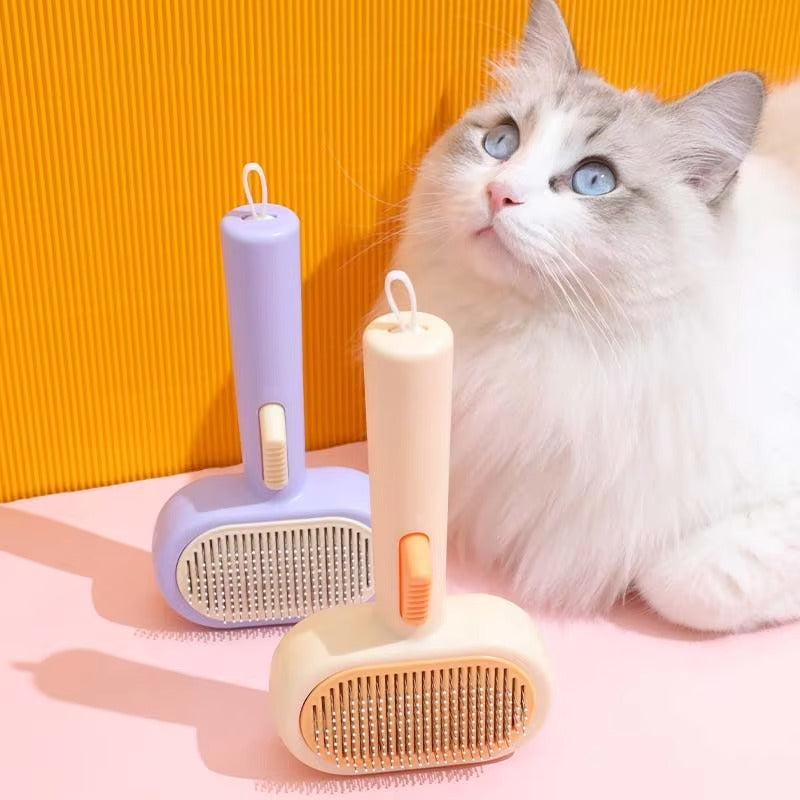 2-in-1 Pet Hair Remover Brush - Self-Cleaning for Dogs & Cats, Removes Floating Hair