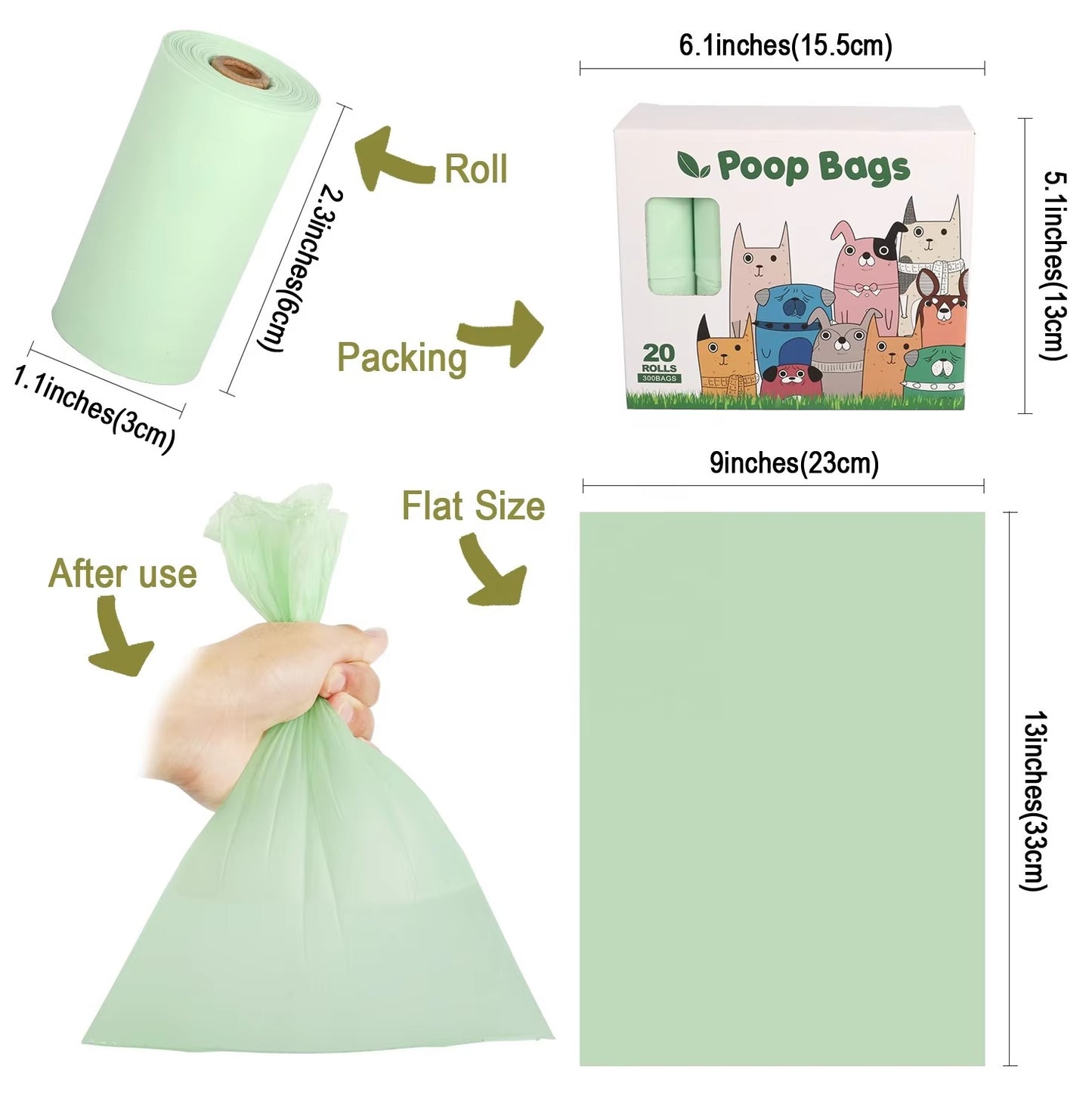 Pet Poop Cleanup Products - Corn Starch Biodegradable Dog Poop Bags