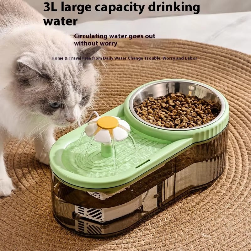 Large-Capacity Automatic Flowing Water Dispenser for Cats & Dogs with Integrated Small Flower Design – Pet Water Bowl