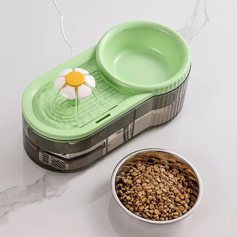 Large-Capacity Automatic Flowing Water Dispenser for Cats & Dogs with Integrated Small Flower Design – Pet Water Bowl