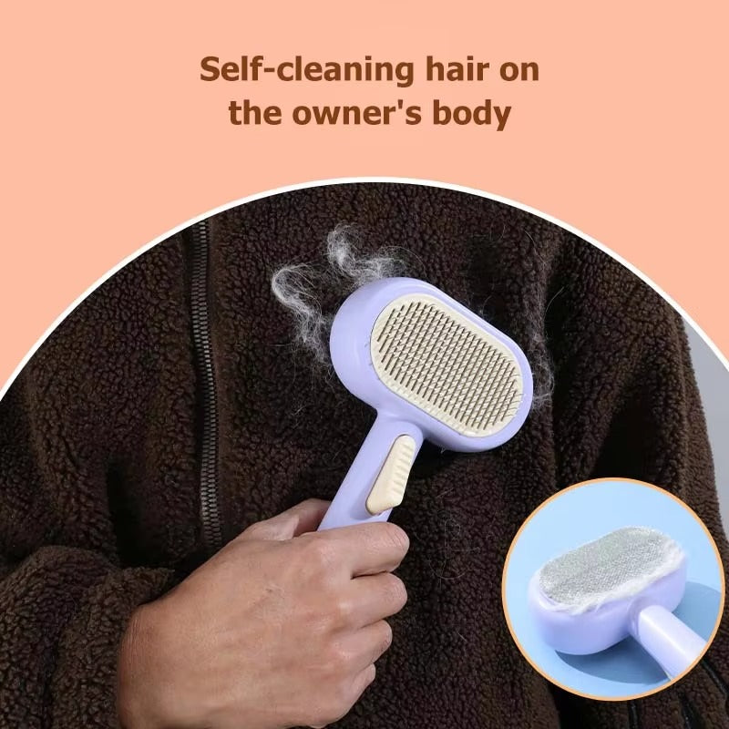 2-in-1 Pet Hair Remover Brush - Self-Cleaning for Dogs & Cats, Removes Floating Hair