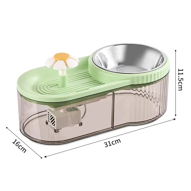 Large-Capacity Automatic Flowing Water Dispenser for Cats & Dogs with Integrated Small Flower Design – Pet Water Bowl