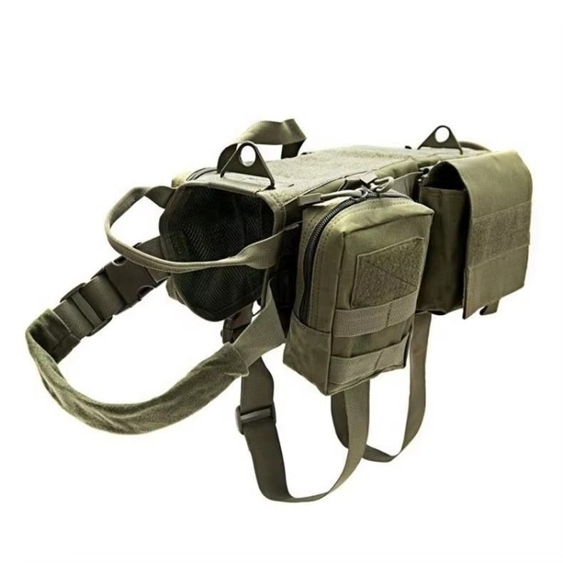 Tactical Dog Vest for Outdoor Patrol - Camouflage Harness Backpack