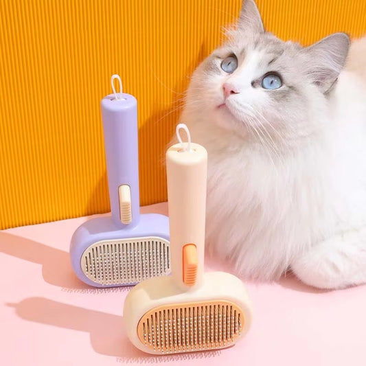 2-in-1 Pet Hair Remover Brush - Self-Cleaning for Dogs & Cats, Removes Floating Hair