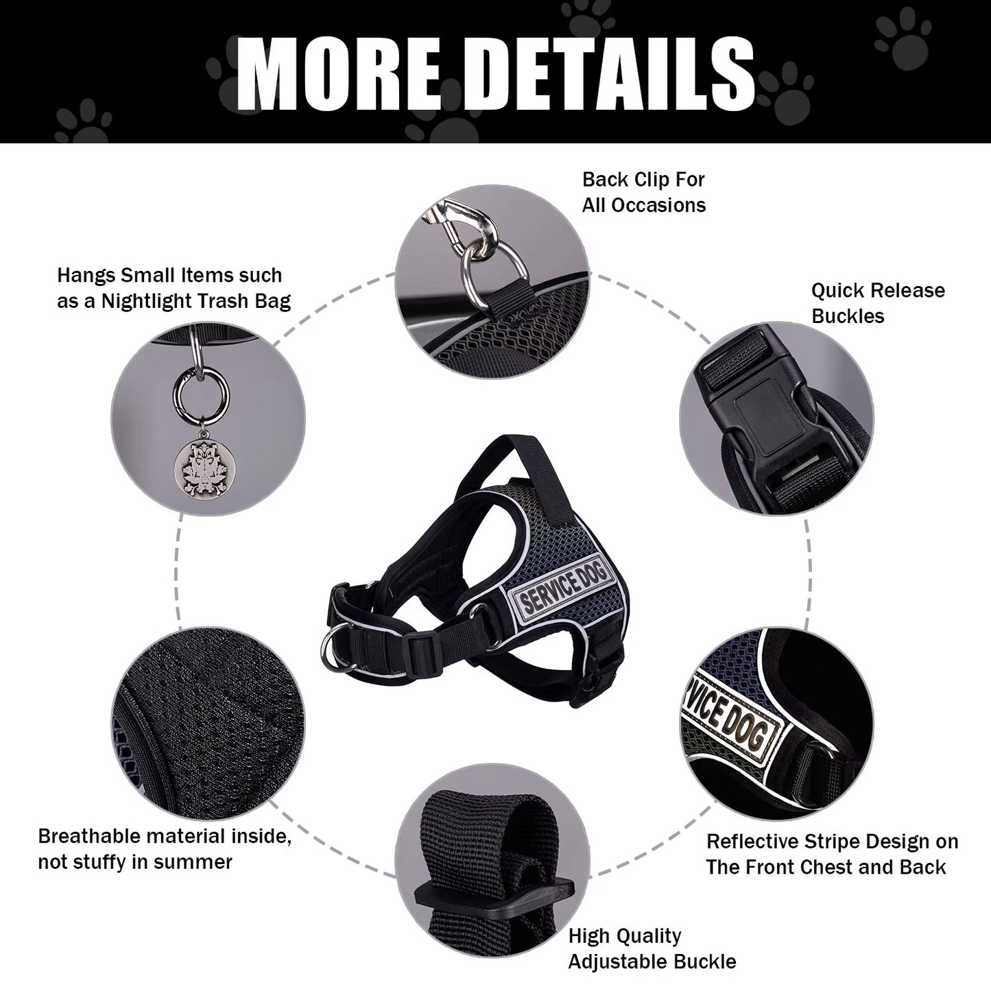 No-Pull Dog Harness with Reflective Safety Design - Breathable Adjustable Pet Vest for Outdoor Walking