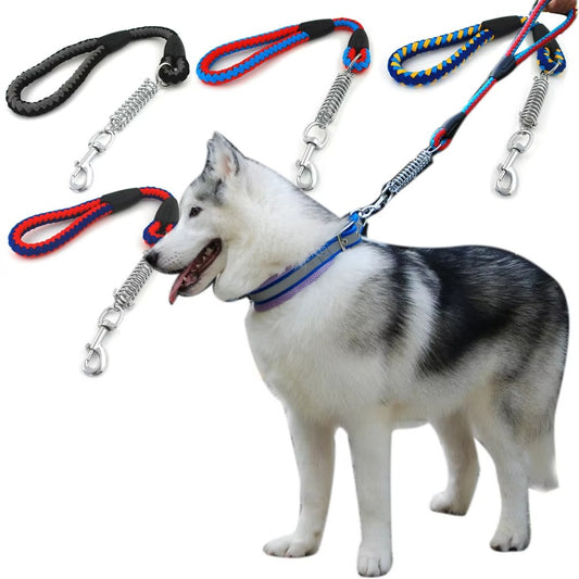 Thick Heavy-Duty Pet Leash with Spring Cushioning - Short Leash for Large Dogs