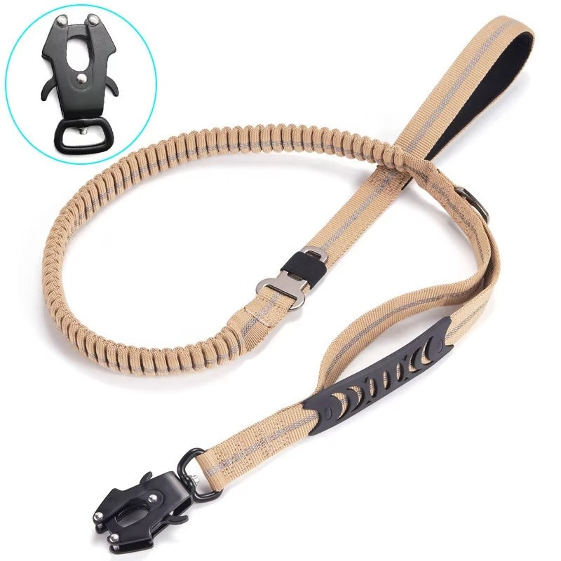 Car Safety Buckle Tactical Dog Leash with Handle - Heavy Duty Frog Clip Bungee Lead